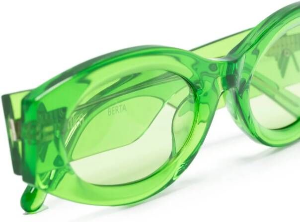 Linda Farrow Berta zonnebril met ovalen montuur Groen