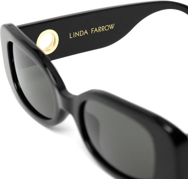 Linda Farrow Lola zonnebril met rechthoekig montuur Zwart