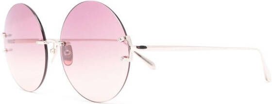 Linda Farrow Lotus zonnebril met rond montuur Zilver