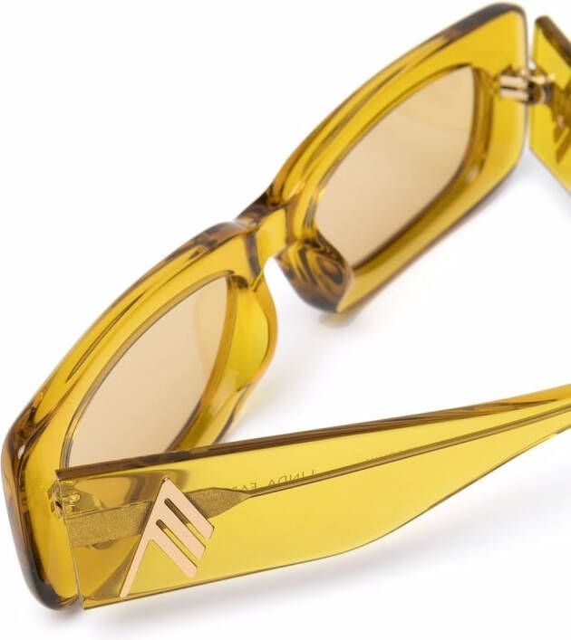 Linda Farrow x Attico zonnebril met rechthoekig montuur Goud