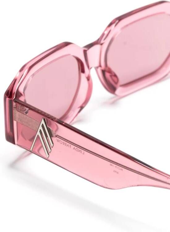 Linda Farrow x The Attico zonnebril met rechthoekig montuur Roze