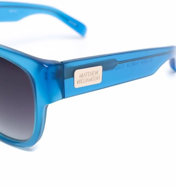 Linda Farrow Zonnebril met vierkant montuur Blauw