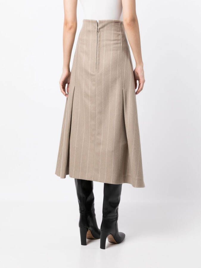 LITKOVSKA Rok met krijtstreep Bruin