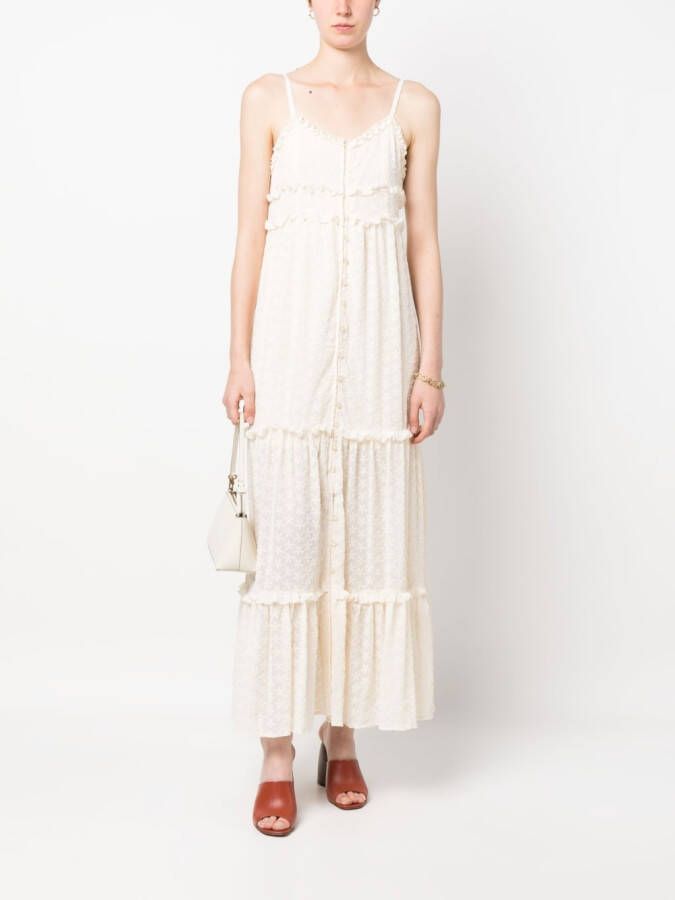 LIU JO Maxi-jurk met geborduurde bloemen Beige