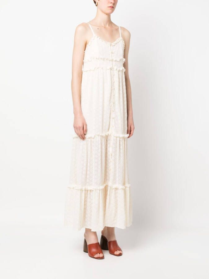 LIU JO Maxi-jurk met geborduurde bloemen Beige