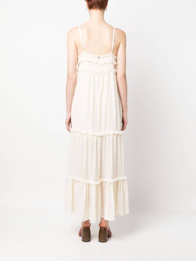 LIU JO Maxi-jurk met geborduurde bloemen Beige