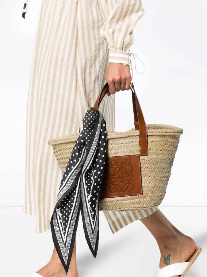 LOEWE medium basket tas met logo Beige