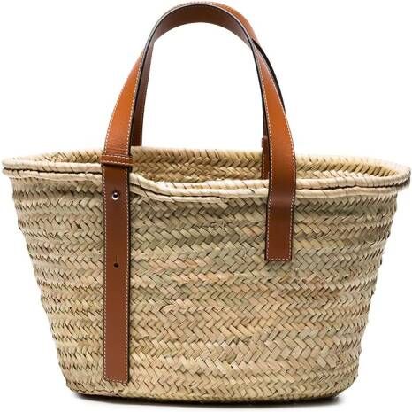LOEWE medium basket tas met logo Beige