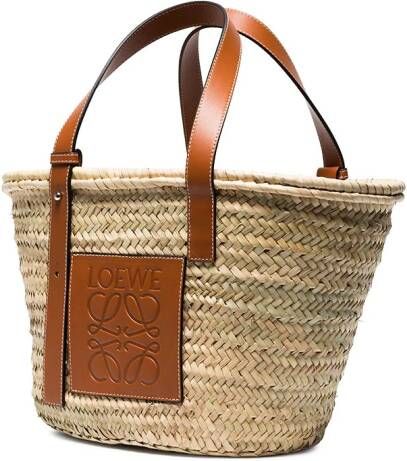 LOEWE medium basket tas met logo Beige