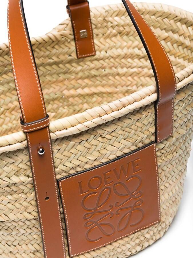LOEWE medium basket tas met logo Beige
