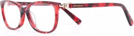 Longchamp Zonnebril met rechthoekig montuur Rood