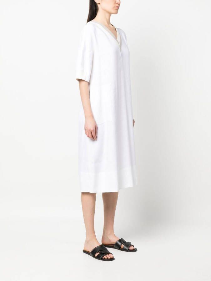 Lorena Antoniazzi Midi-jurk van linnenmix Wit