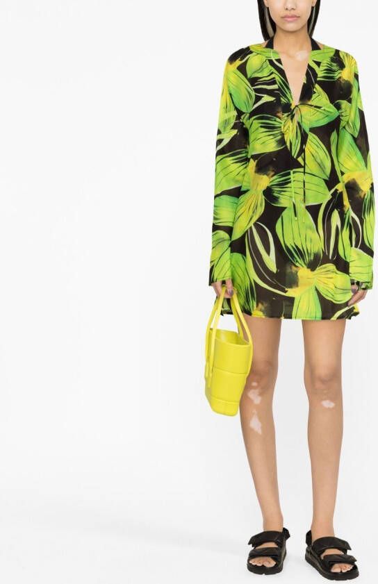 Louisa Ballou Mini-jurk met bloemenprint Groen