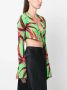 Louisa Ballou floral-print ribbed-knit cardigan Groen - Thumbnail 3