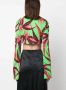 Louisa Ballou floral-print ribbed-knit cardigan Groen - Thumbnail 4