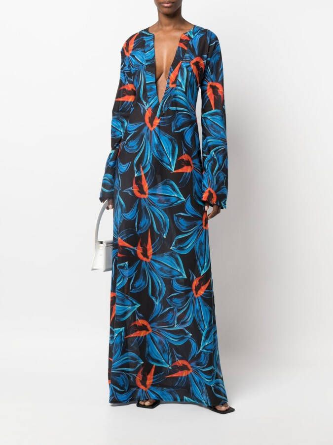 Louisa Ballou Jurk met abstracte print Zwart