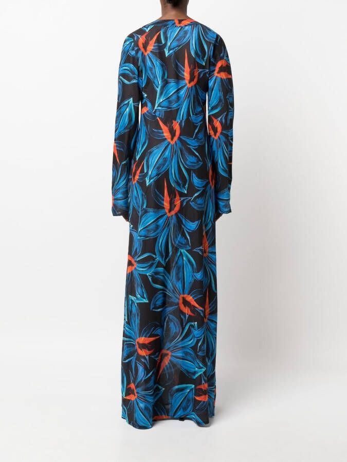 Louisa Ballou Jurk met abstracte print Zwart