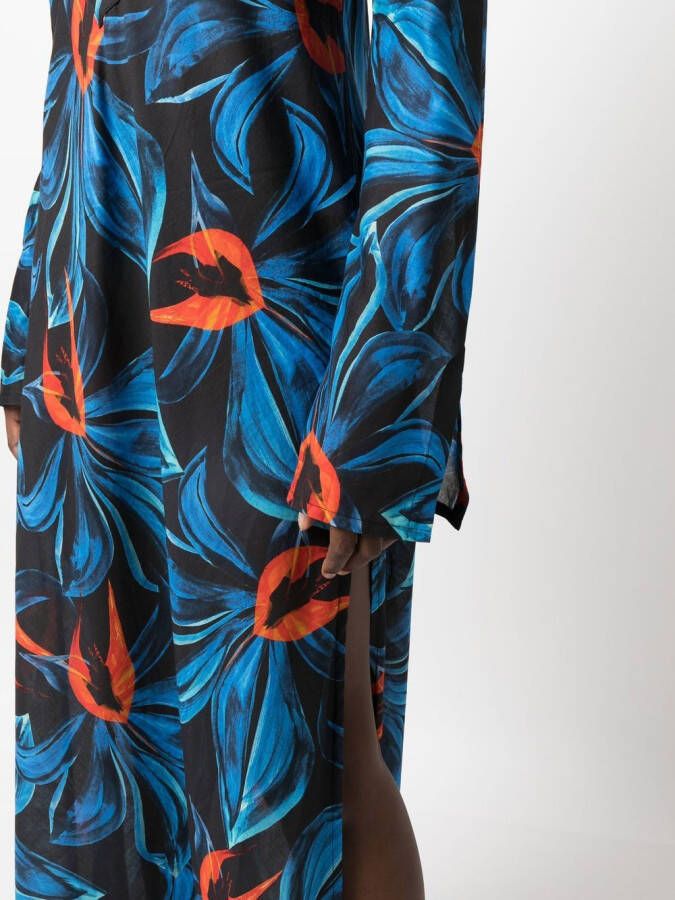 Louisa Ballou Jurk met abstracte print Zwart