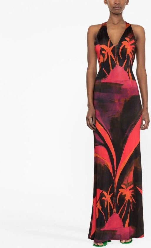 Louisa Ballou Maxi-jurk met print Zwart