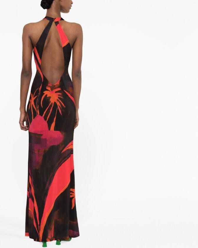 Louisa Ballou Maxi-jurk met print Zwart