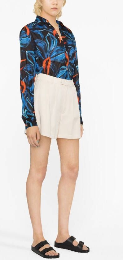 Louisa Ballou Overhemd met bloemenprint Blauw