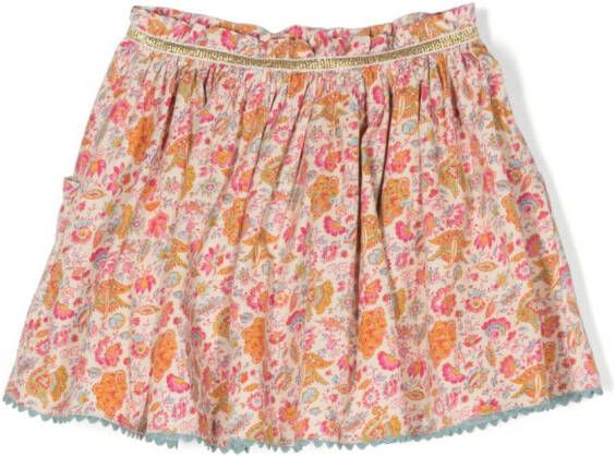 Louise Misha Mini-rok met bloe print Beige