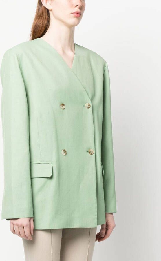 Loulou Studio Blazer met dubbele rij knopen Groen