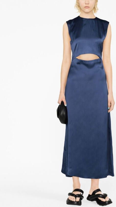 LouLou de Saison Satijnen midi-jurk Blauw