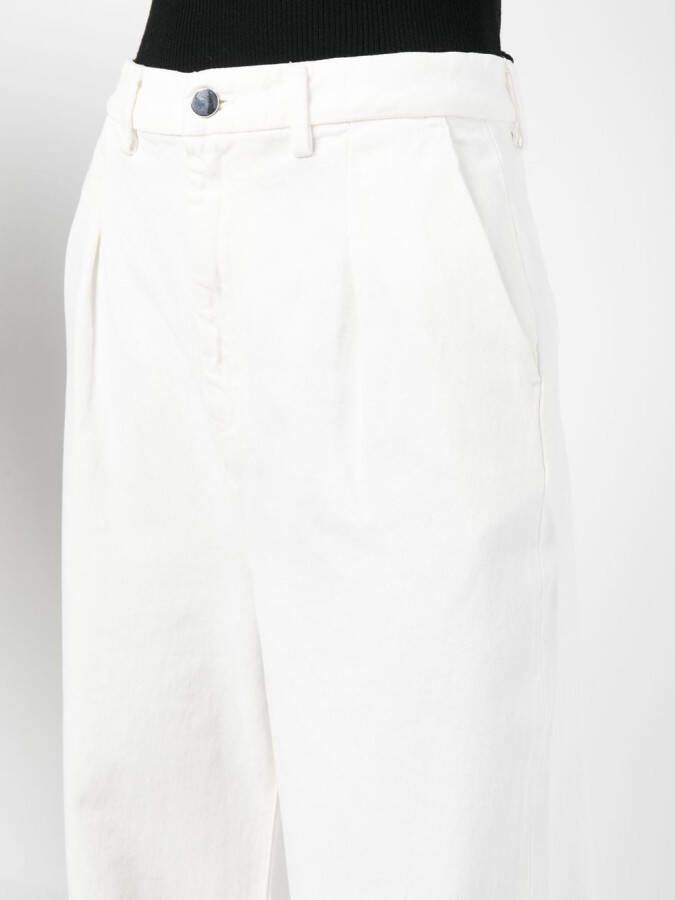 Loulou Studio Jeans met wijde pijpen Wit