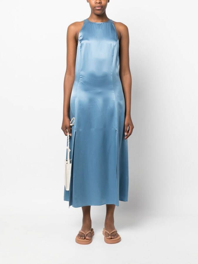 Loulou Studio Midi jurk met satijnen afwerking Blauw
