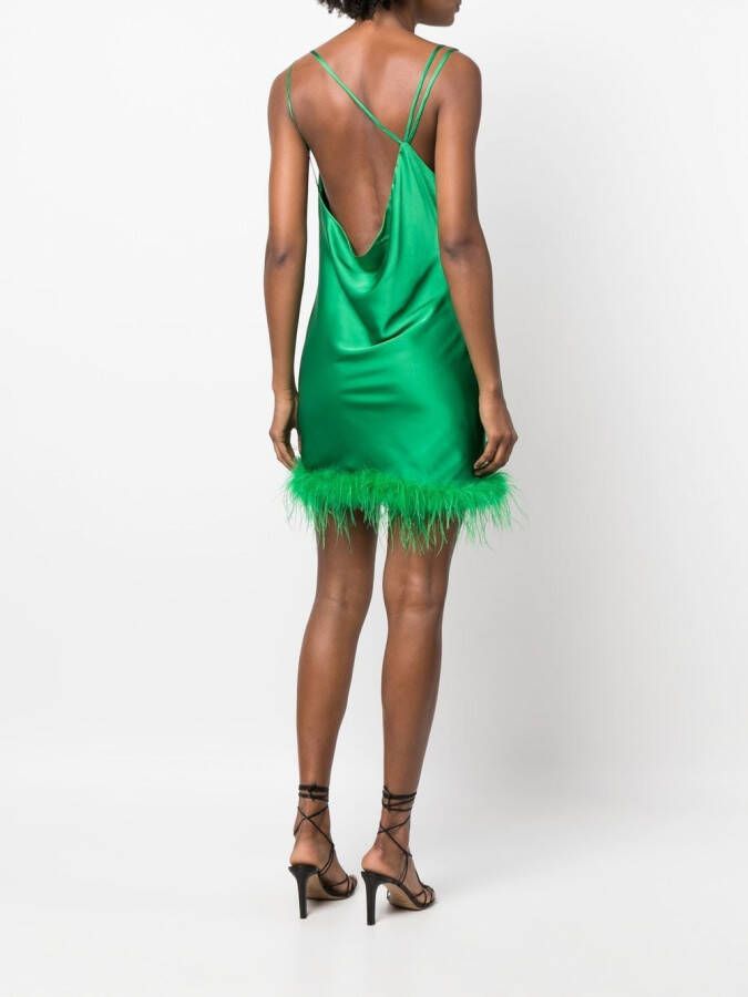 Loulou x RUE RA mini-jurk met afwerking van veren Groen