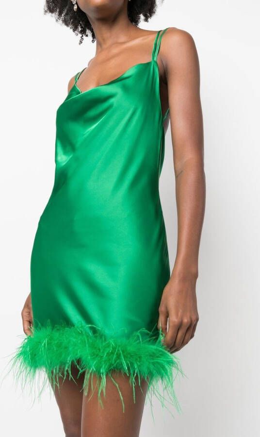 Loulou x RUE RA mini-jurk met afwerking van veren Groen