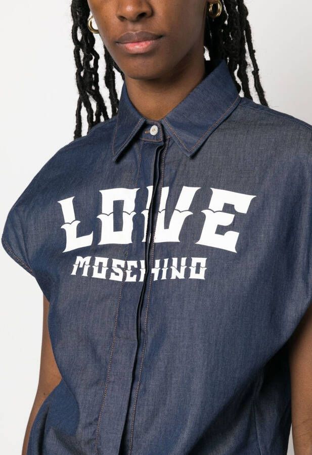 Love Moschino Blouse met logoprint Blauw