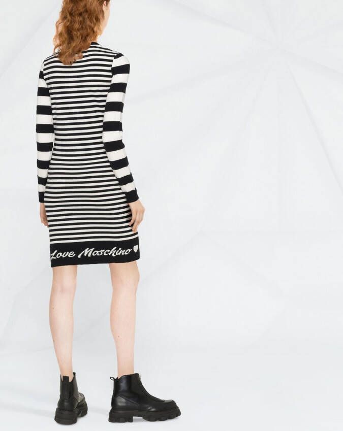 Love Moschino Gestreepte mini-jurk Wit