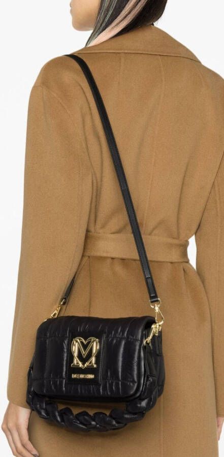Love Moschino Schoudertas met logoplakkaat Zwart