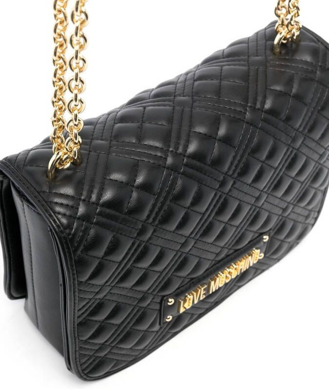 Love Moschino Schoudertas met logoplakkaat Zwart