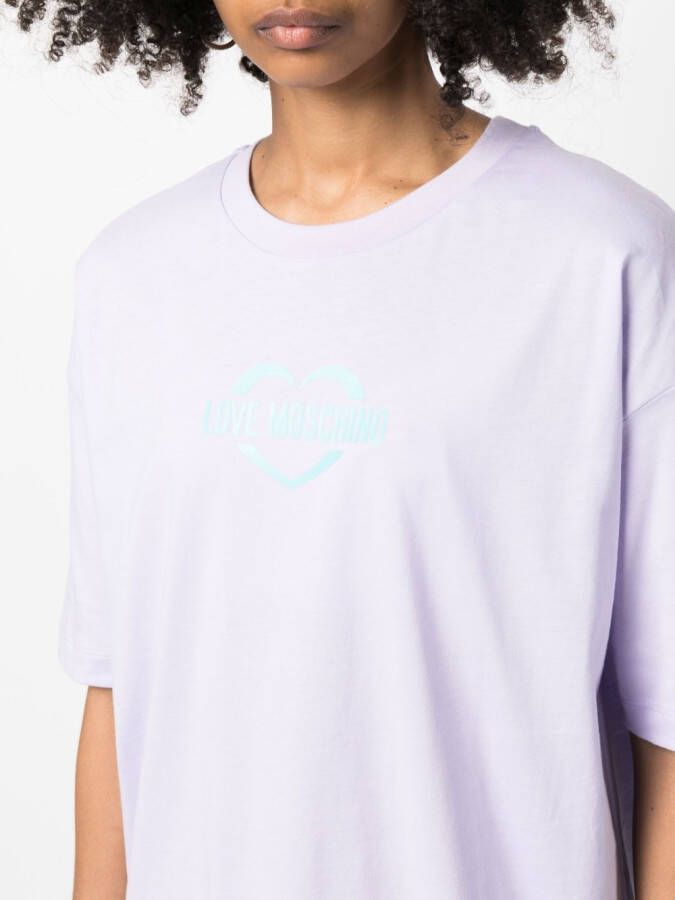Love Moschino T-shirtjurk met logoprint Paars