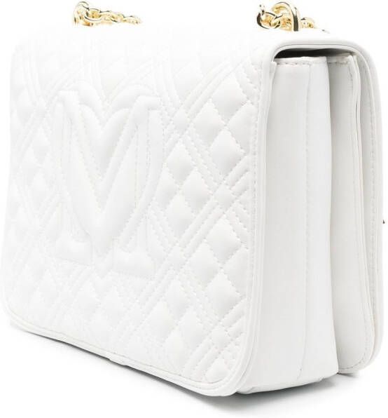 Love Moschino Schoudertas met logoplakkaat Wit