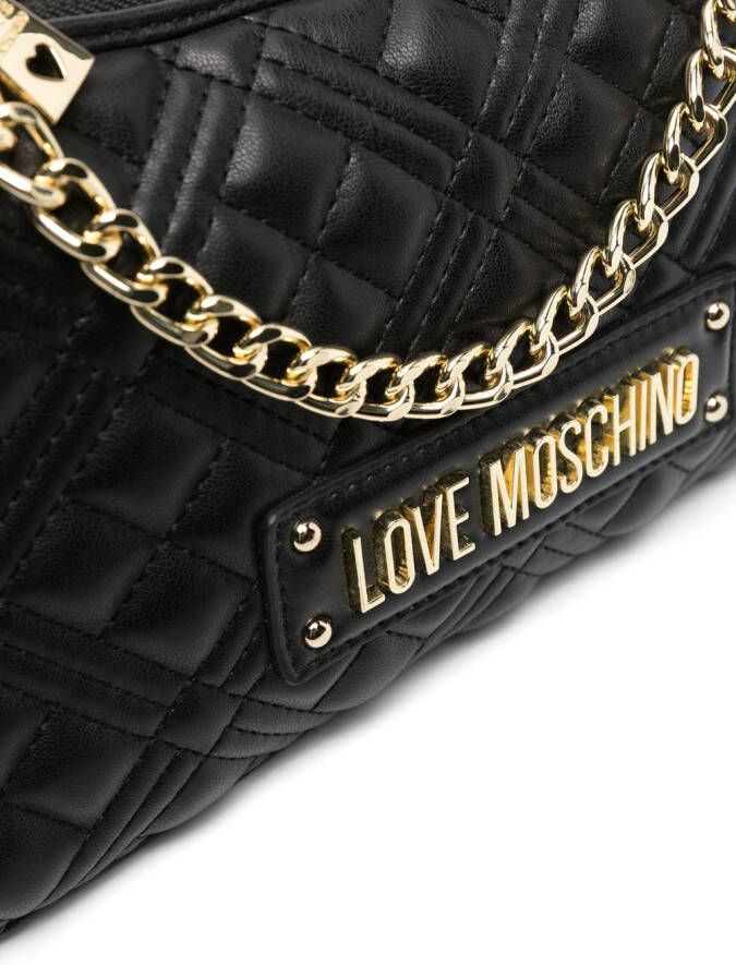 Love Moschino Schoudertas met logoplakkaat Zwart