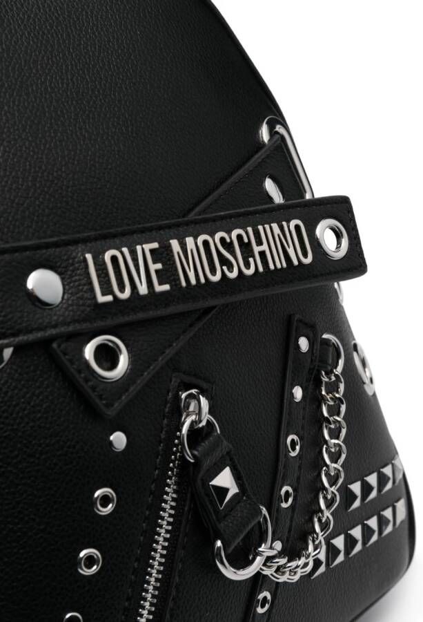 Love Moschino Rockstud rugzak met logoplakkaat Zwart