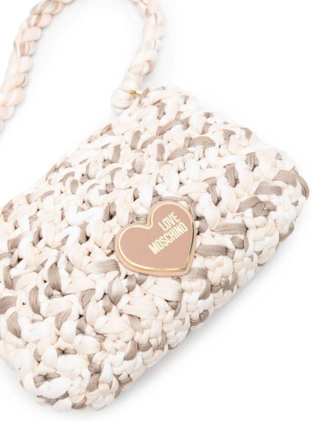 Love Moschino Schoudertas met logoplakkaat Beige
