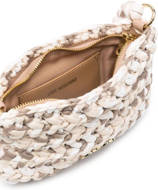 Love Moschino Schoudertas met logoplakkaat Beige