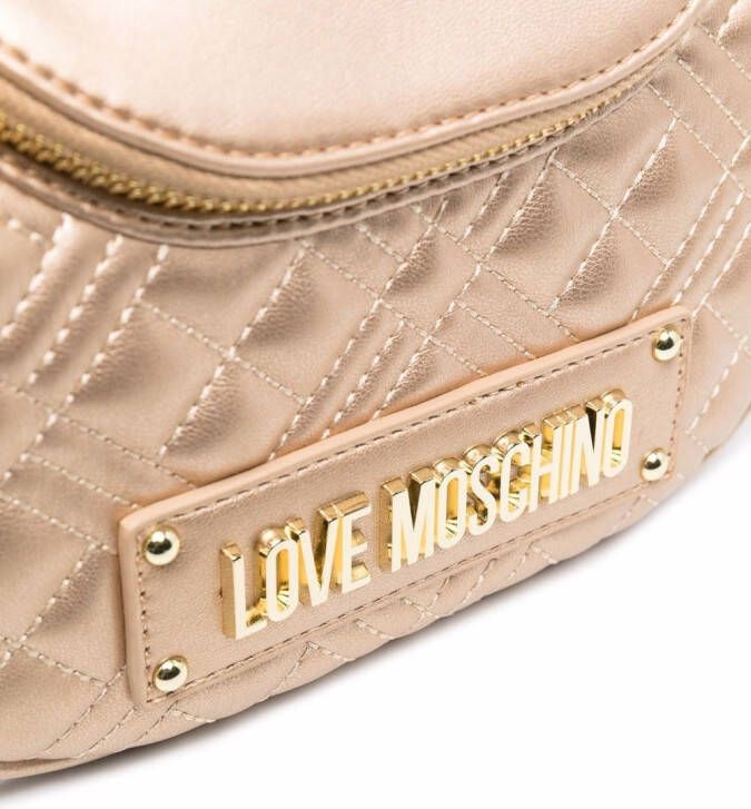 Love Moschino Shopper met logoplakkaat Goud