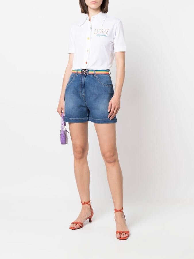 Love Moschino Shorts met logoprint Blauw