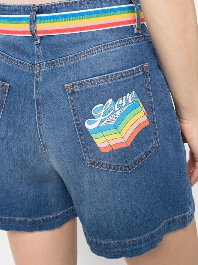 Love Moschino Shorts met logoprint Blauw