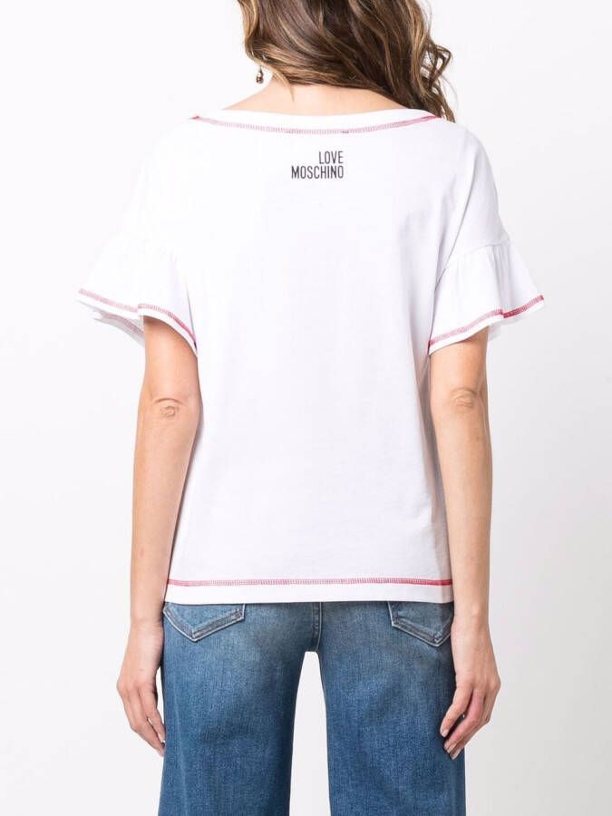 Love Moschino T-shirt met applicatie Wit