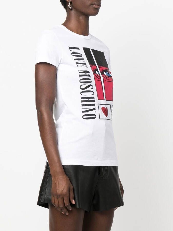 Love Moschino T-shirt met grafische print Wit