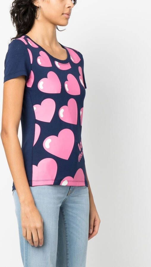 Love Moschino T-shirt met hartprint Blauw