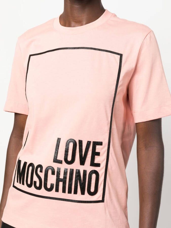 Love Moschino T-shirt met logopatch Roze