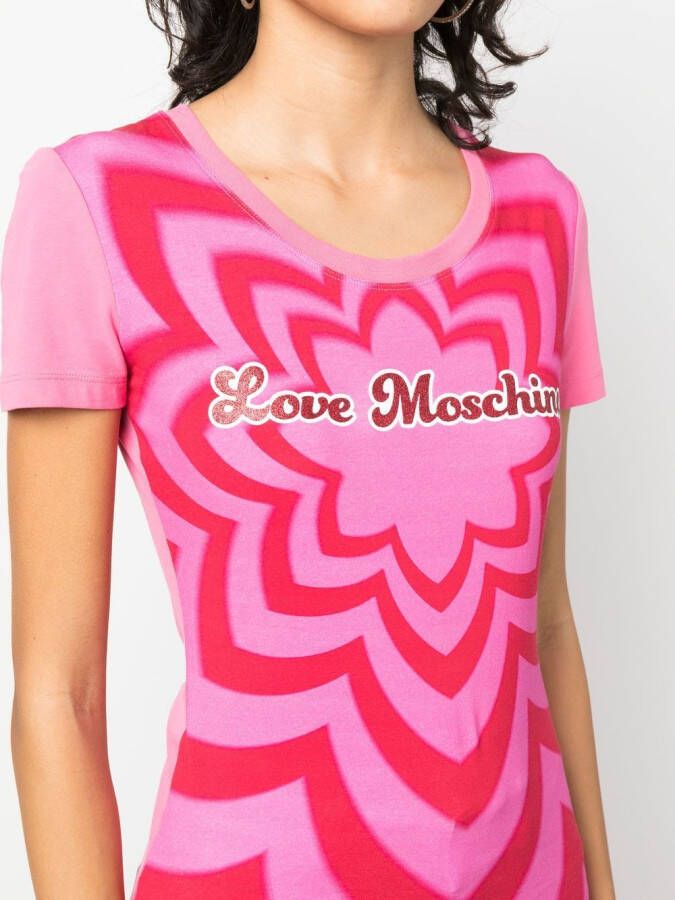 Love Moschino T-shirt met logoprint Roze